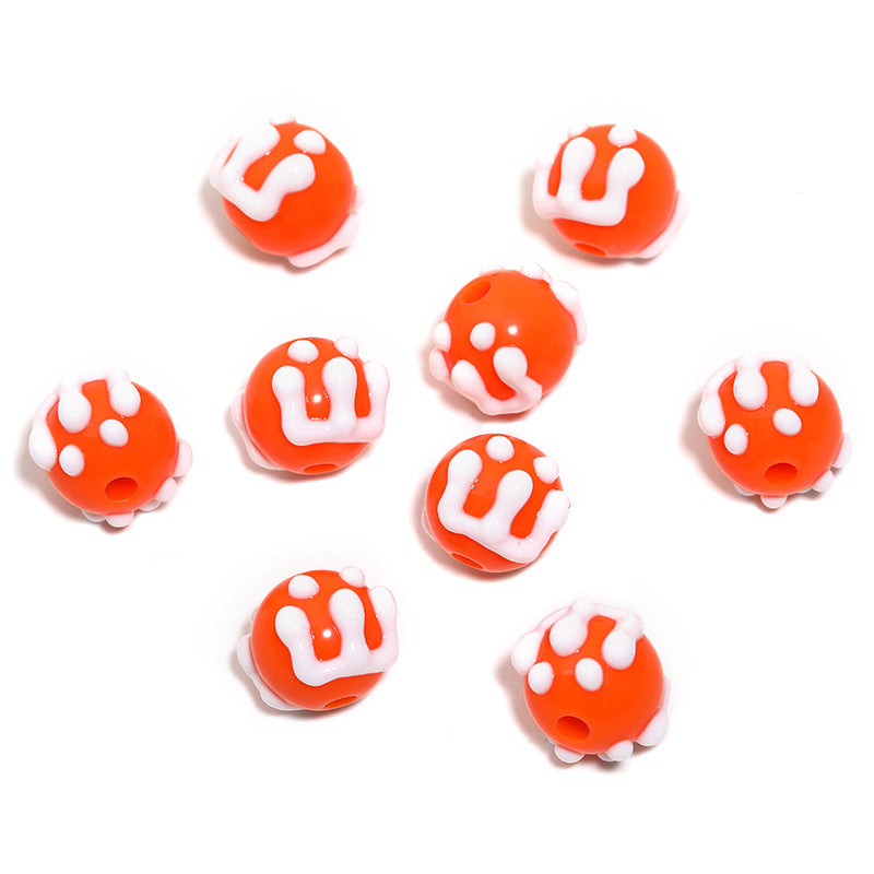 Wholesale  100pcs/pack Cartoon Hand-Painted Beads DIY Acrylic  Beads