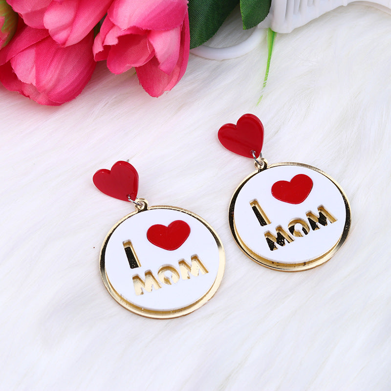 Wholesale Mother's Day Acrylic Love Double Layer Earrings