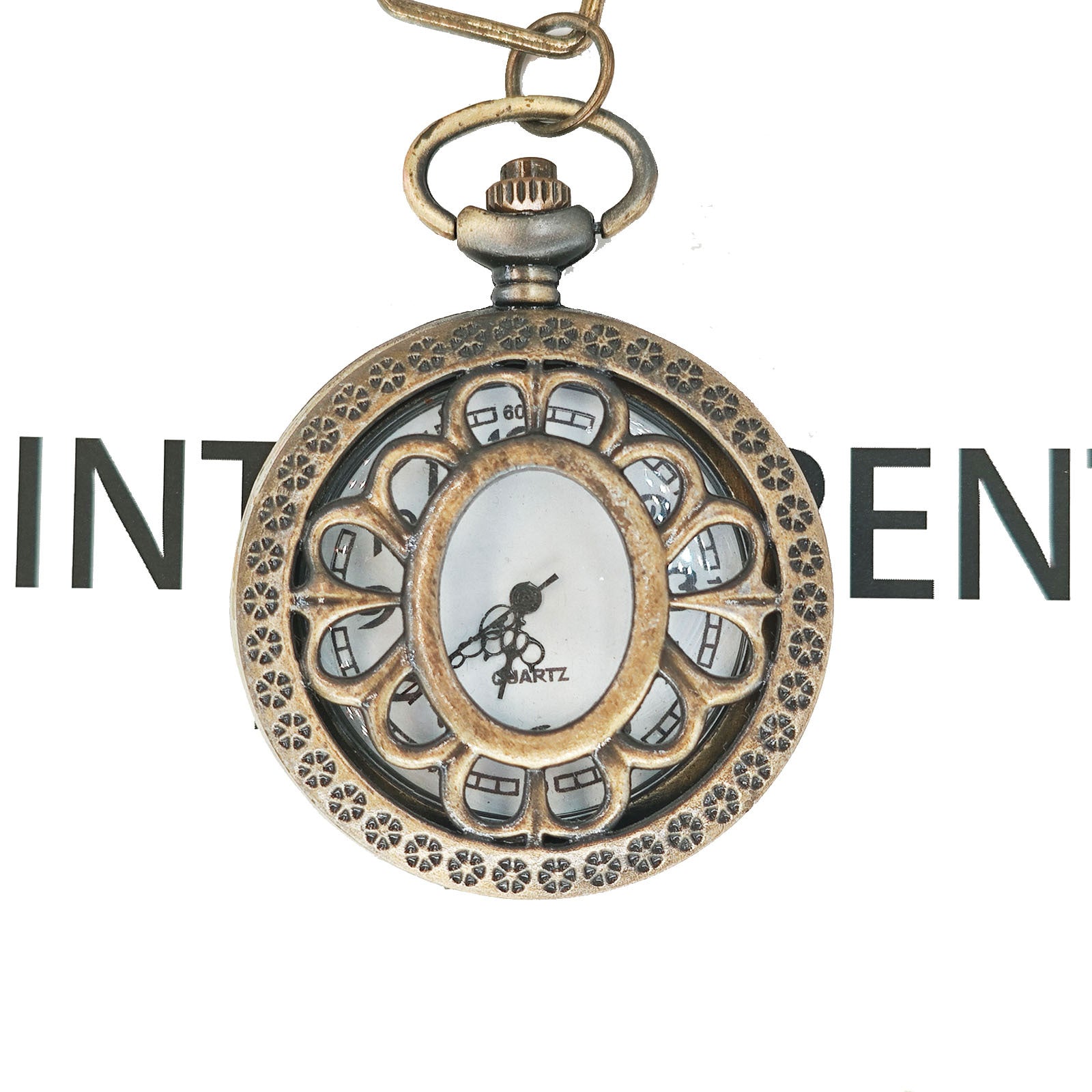 Wholesale Hollow out retro flip quartz pocket watch