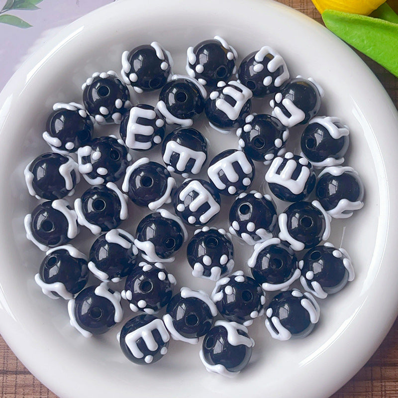 Wholesale 10pcs/pack Cream acrylic through-hole loose beads