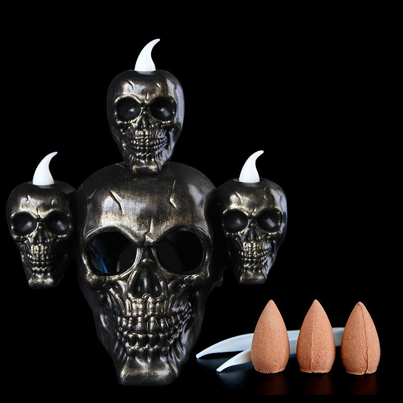 Wholesale Halloween Skull Lamp Scary Smoke Sandalwood LED Plastic Candle Lamp