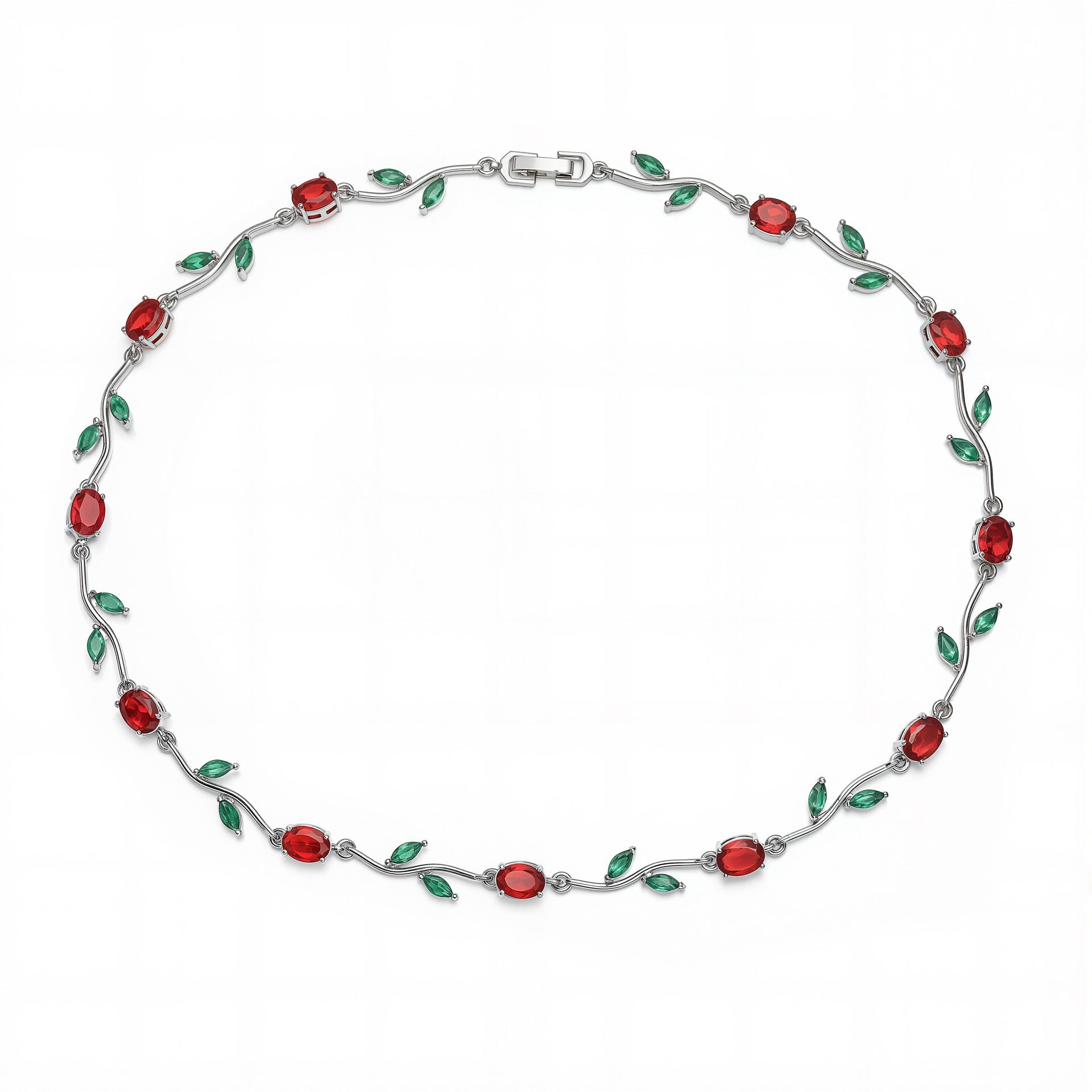 Wholesale Luxury Copper Inlaid Colored Diamond Bracelet Necklace Set
