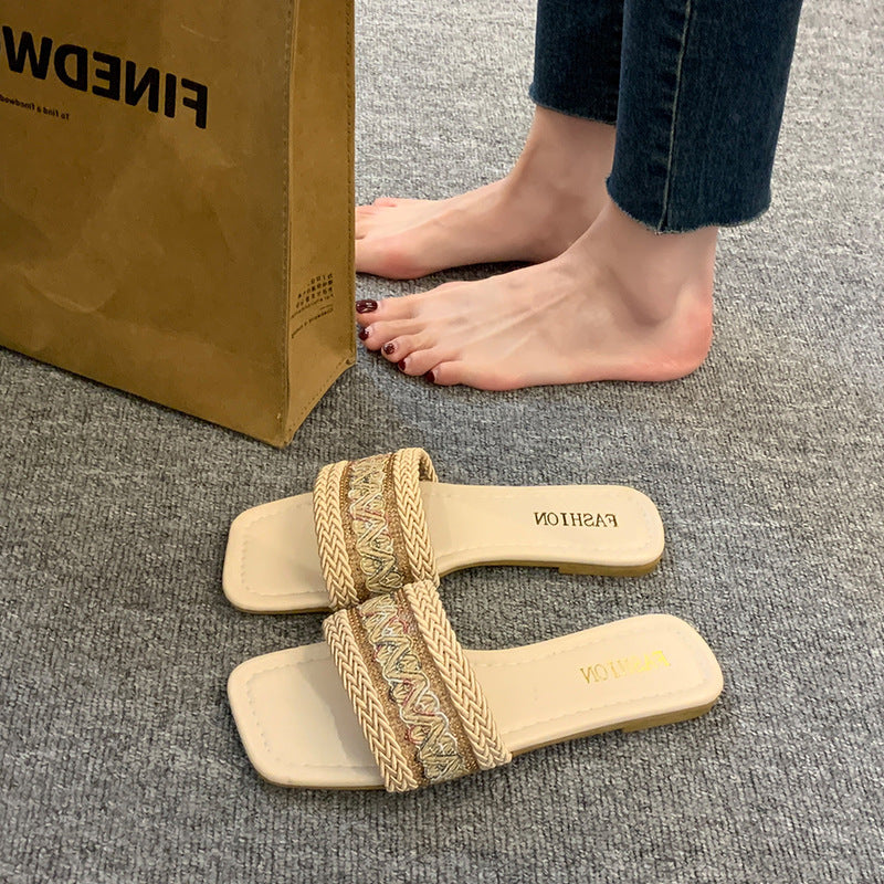 Wholesale Ethnic Fisherman Straw Slippers