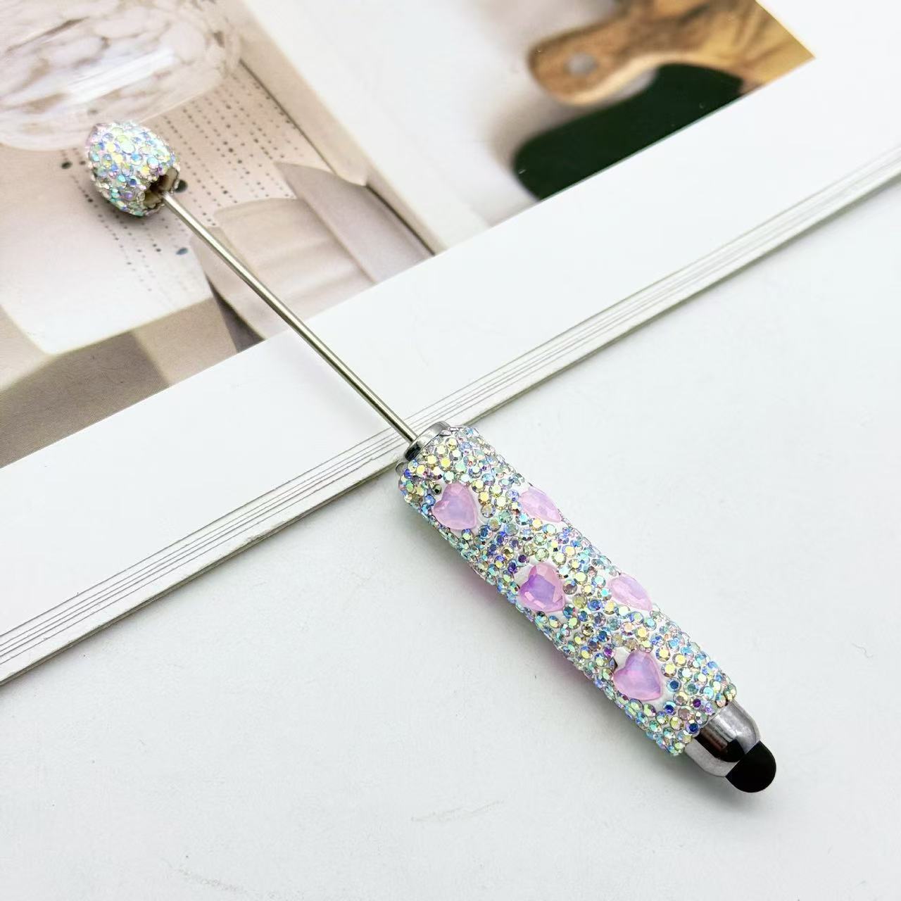 Wholesale 2pcs DIY Touchscreen Rhinestone Heart Beadable Pens