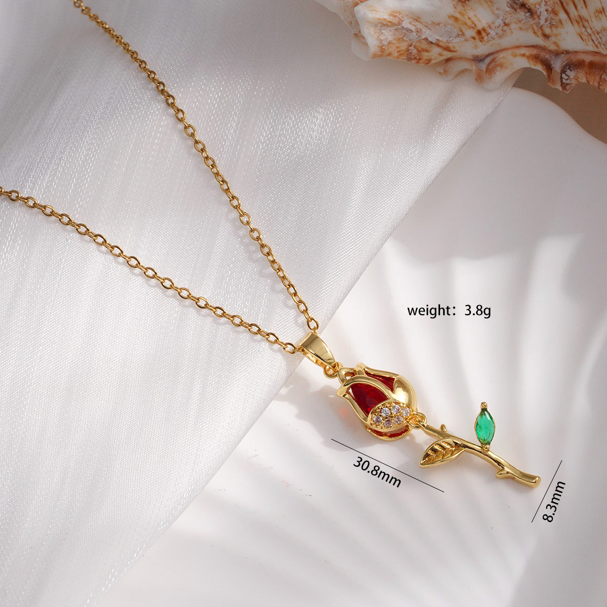 Wholesale Gold-plated copper cat's eye tulip necklace
