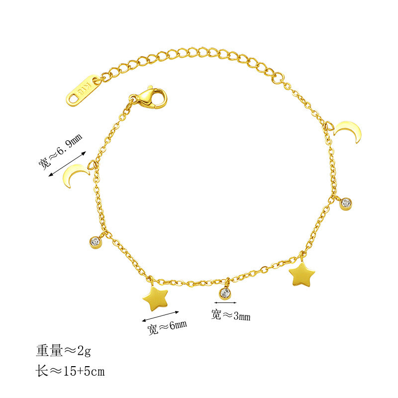 Wholesale Simple star and moon bracelet
