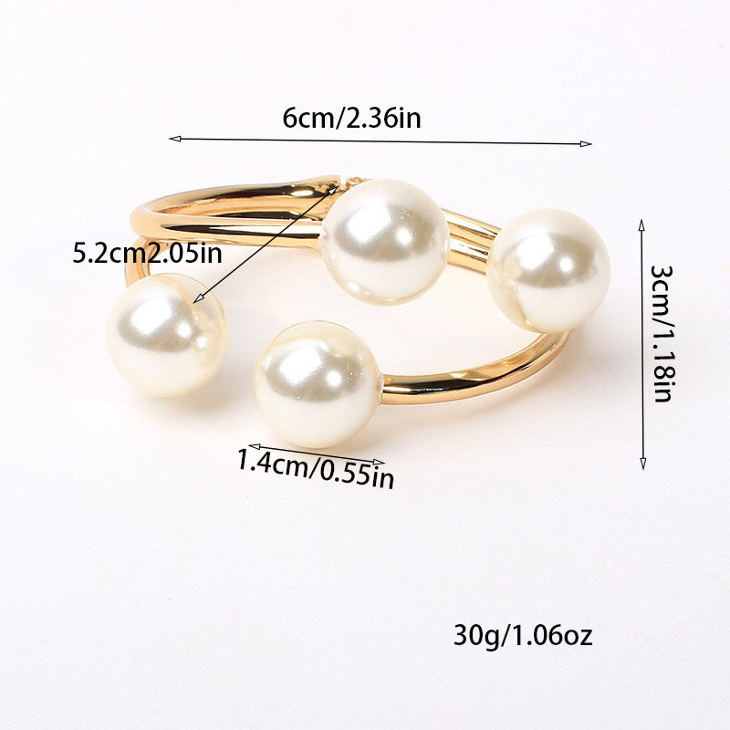 Wholesale Pearl double-layer semi open Layered Bracelet Set