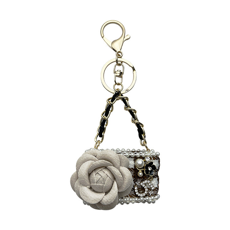 Wholesale PU Camellia Mobile Phone Bag Model Keychain