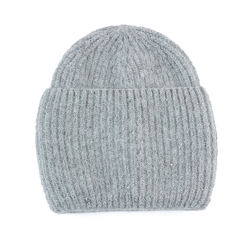 Wholesale Winter Knitted Hat Men's Woolen Hat Thickened Pure Rabbit Velvet Shiny Knitted Hat