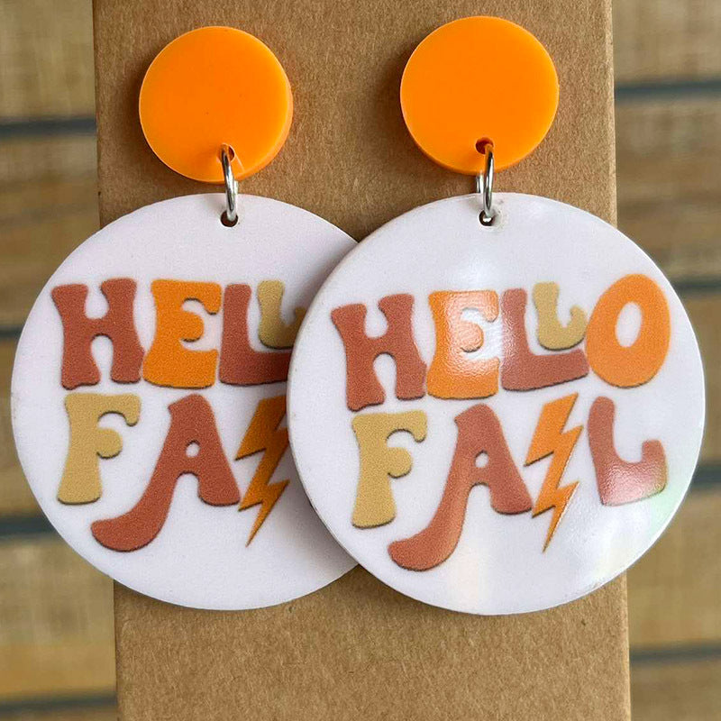 Wholesale 2 Pair/Pack Acrylic Thanksgiving Pumpkin Autumn Bat Halloween Orange Earrings