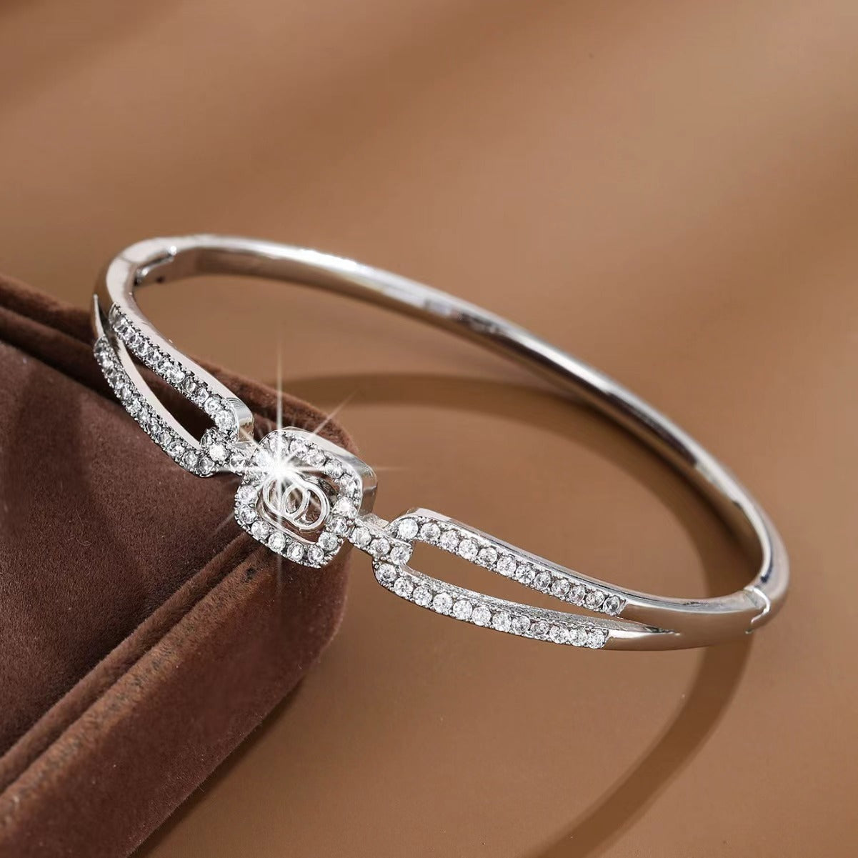 Wholesale Nail copper micro inlaid zircon open bracelet