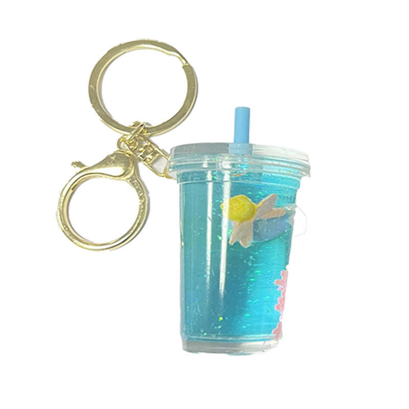 Wholesale Milk Tea Cup Quicksand Bottle Acrylic Keychains
