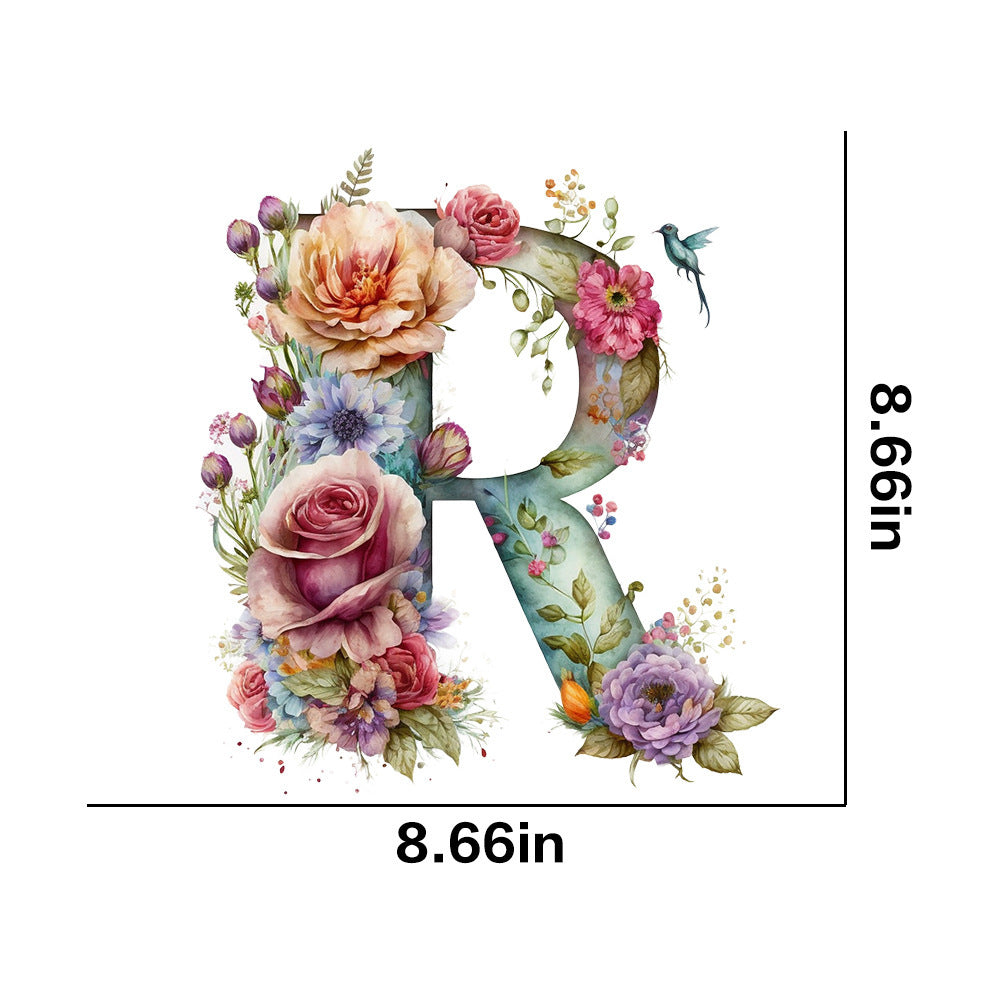 Wholesale 26 letter flower branches and leaves UV DTF Ready to Press Transfers Wraps