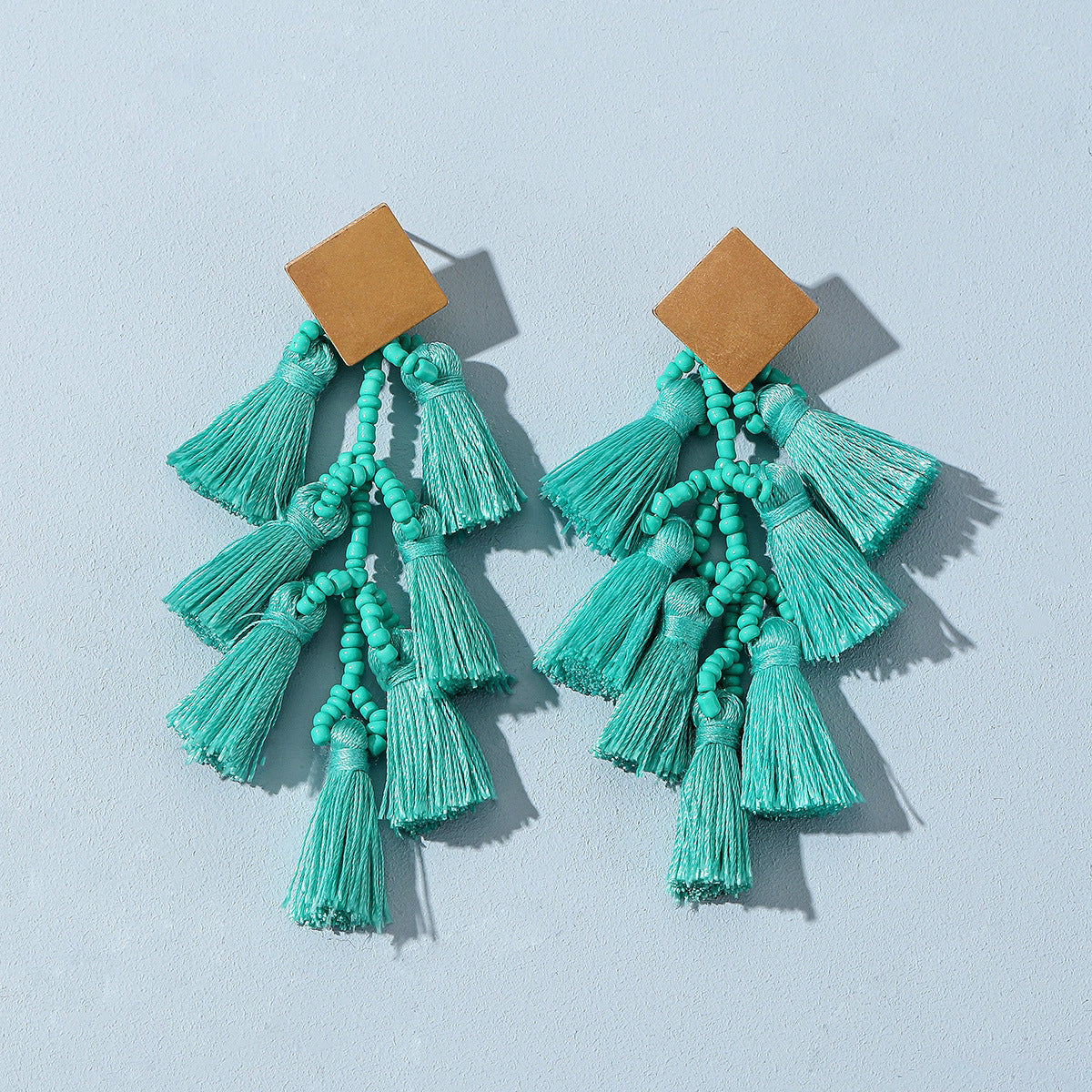 Wholesale Rice Beads Tassel Fabric Earrings