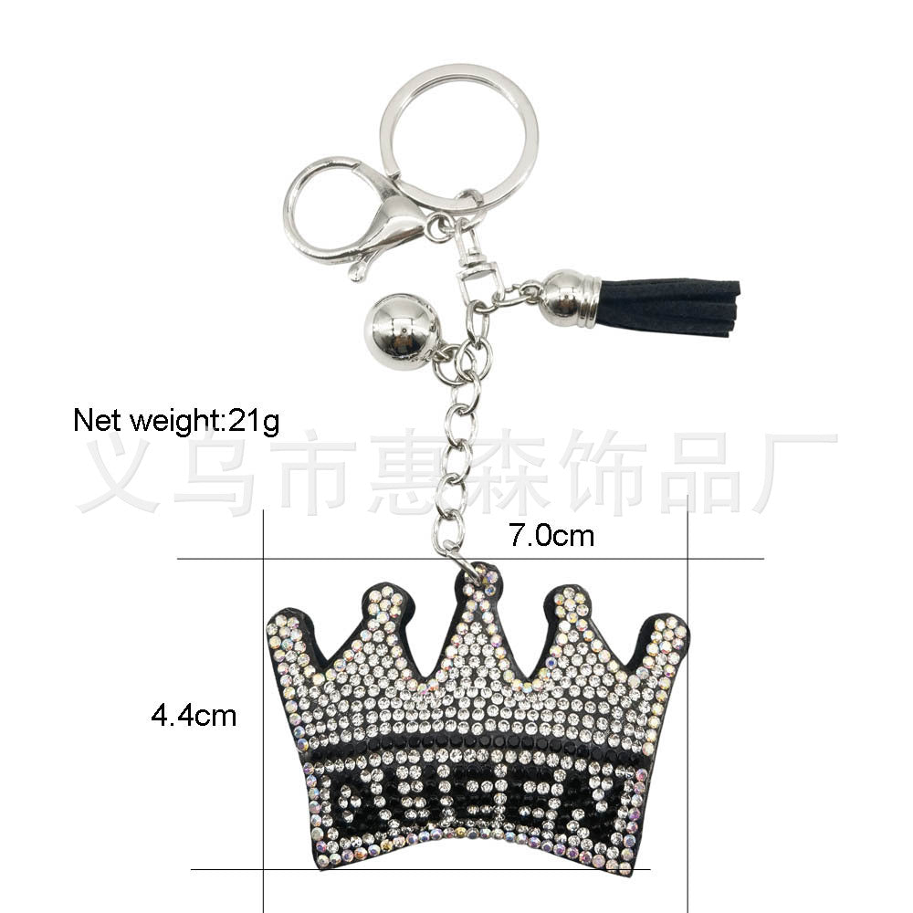 Wholesale 4pcs Diamond-encrusted Crown QUEEEN Keychain