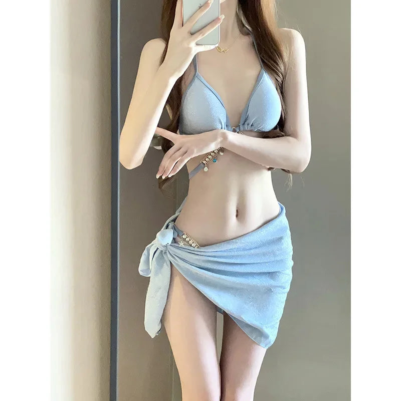 Wholesale Swimsuit strappy triangle bikini three-point sexy holiday swimsuit