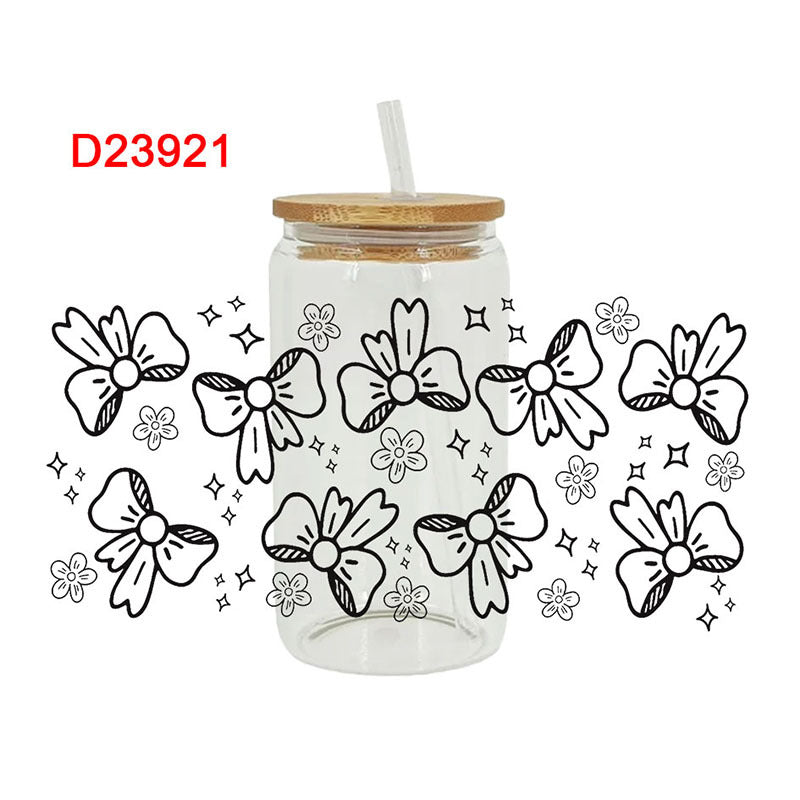Wholesale bow flower 16oz Cup UV DTF Wraps