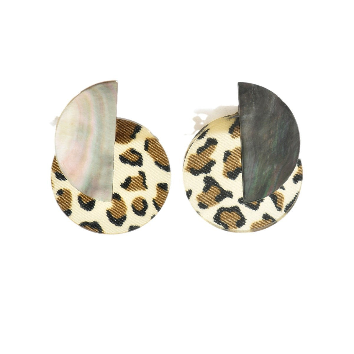 Wholesale Leopard print earrings exaggerated retro C-shaped earrings