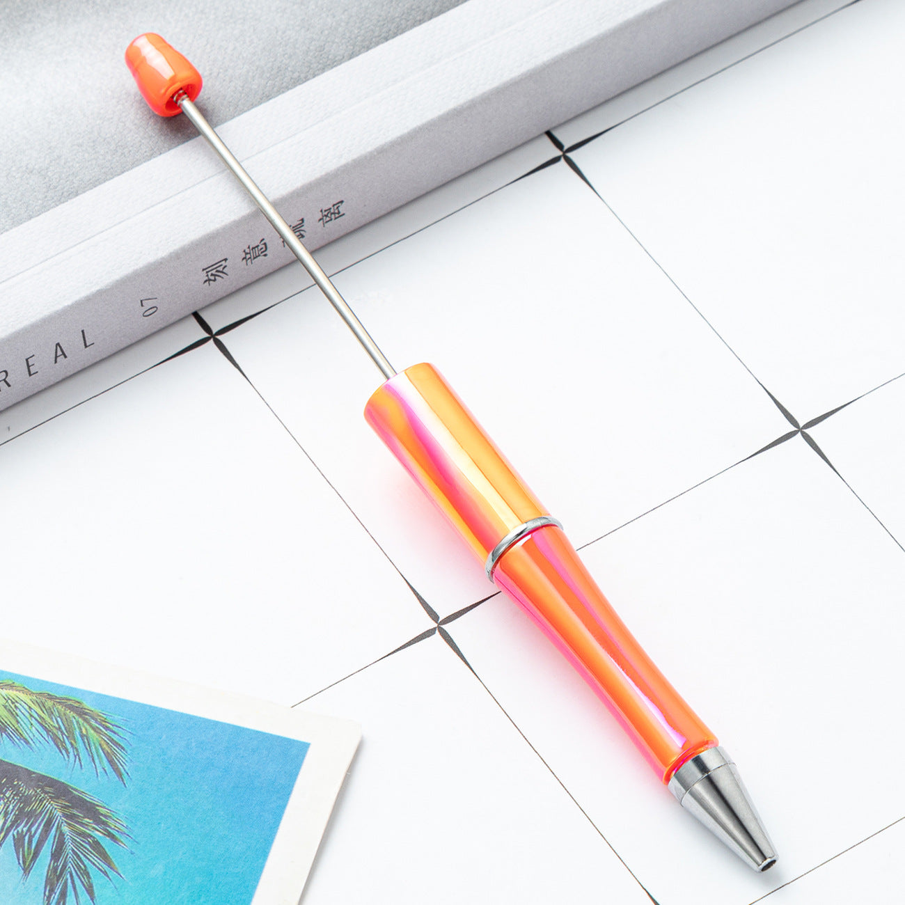 Wholesale 500pcs Opal Beadable Pens Plastic UV Electroplating Gradient Pen DIY Handmade Beaded Pen