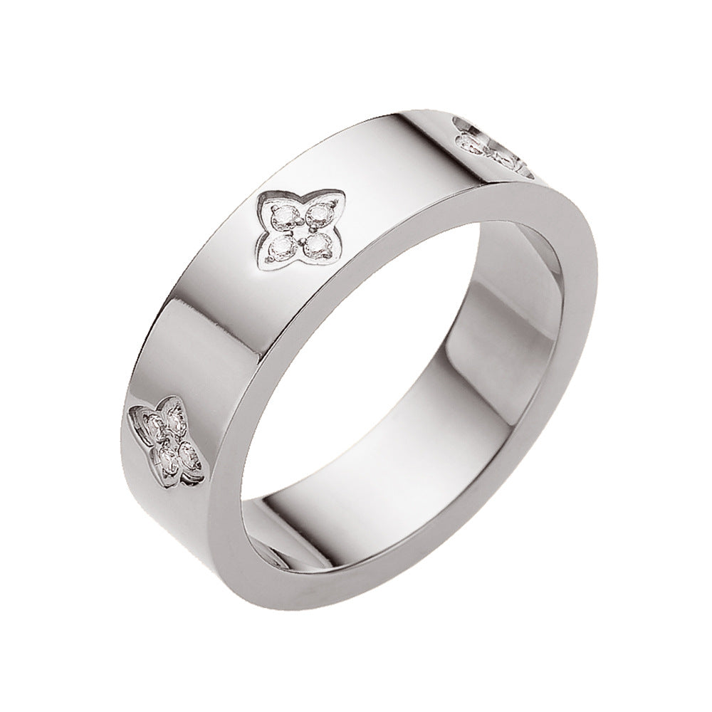 Wholesale All-match Love Heart Diamond Titanium Steel Ring
