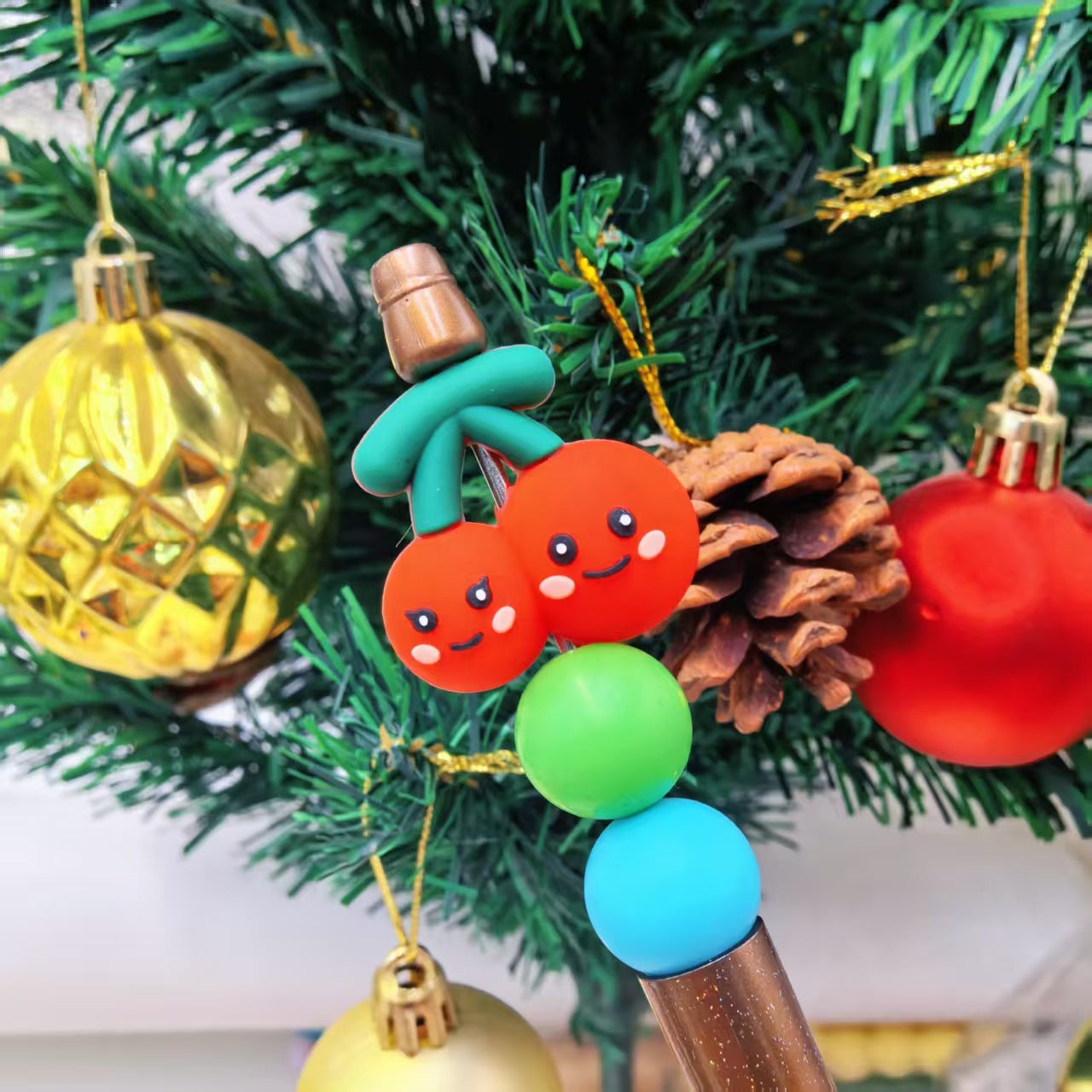 Wholesale 3D Cherry Silicone Cartoon Beads DIY Silicone Beads