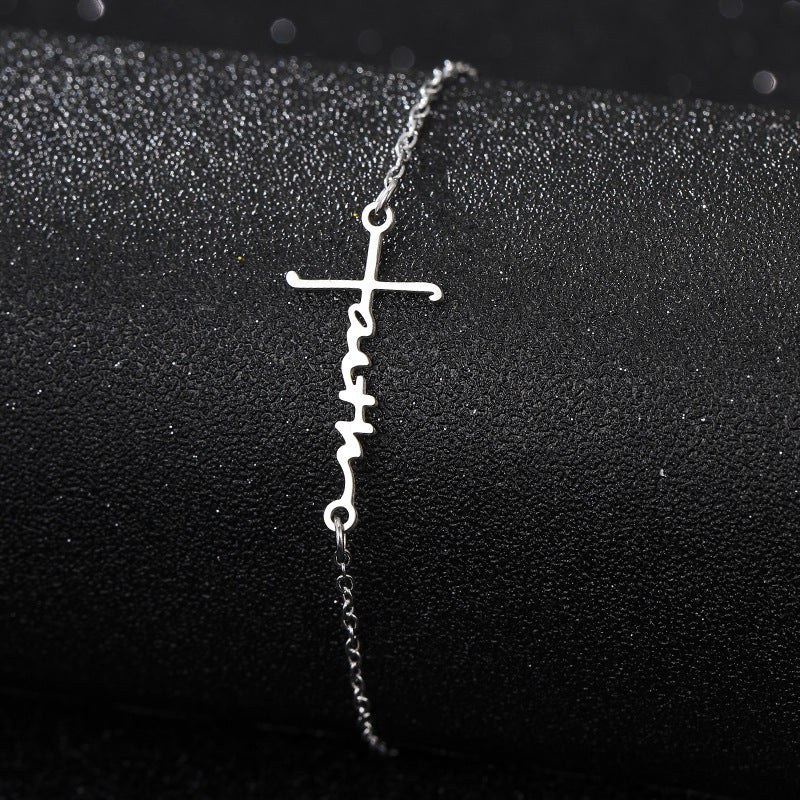 Wholesale Silver Stainless Steel Cross Bracelet