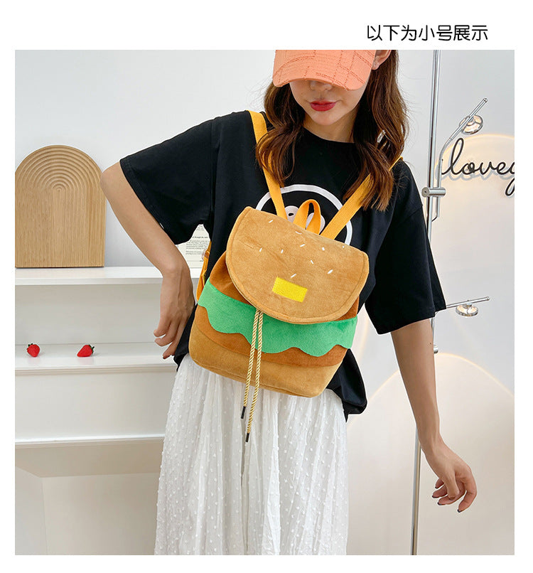 Wholesale Cute Burger Velvet Backpack