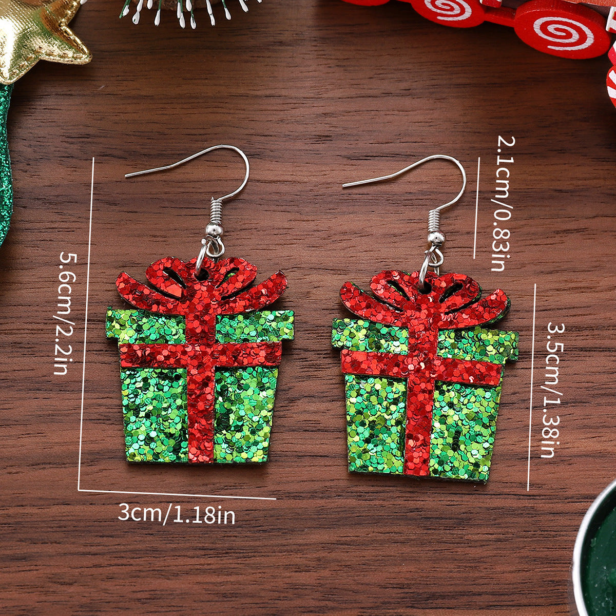 Wholesale Christmas sequined leather Christmas earrings
