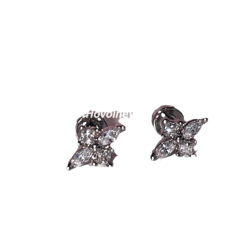 Wholesale Super Flash Horse Eye Zircon Cross Stainless Steel Earrings