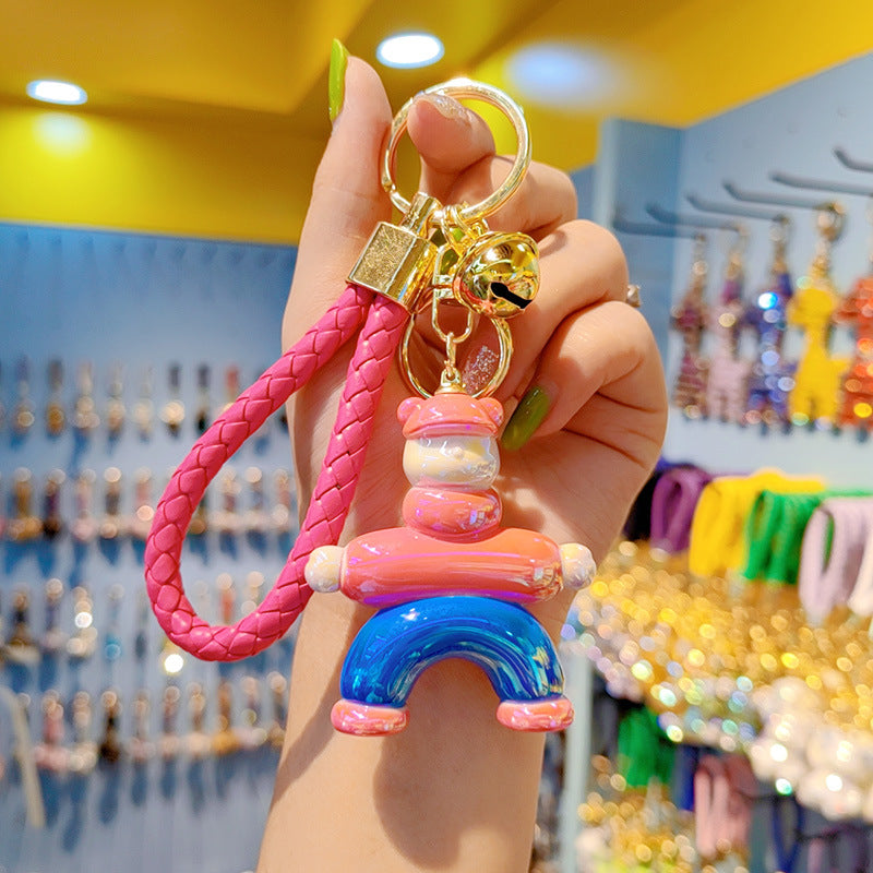 Wholesale Electroplating Colorful Clay Resin Bear Keychains