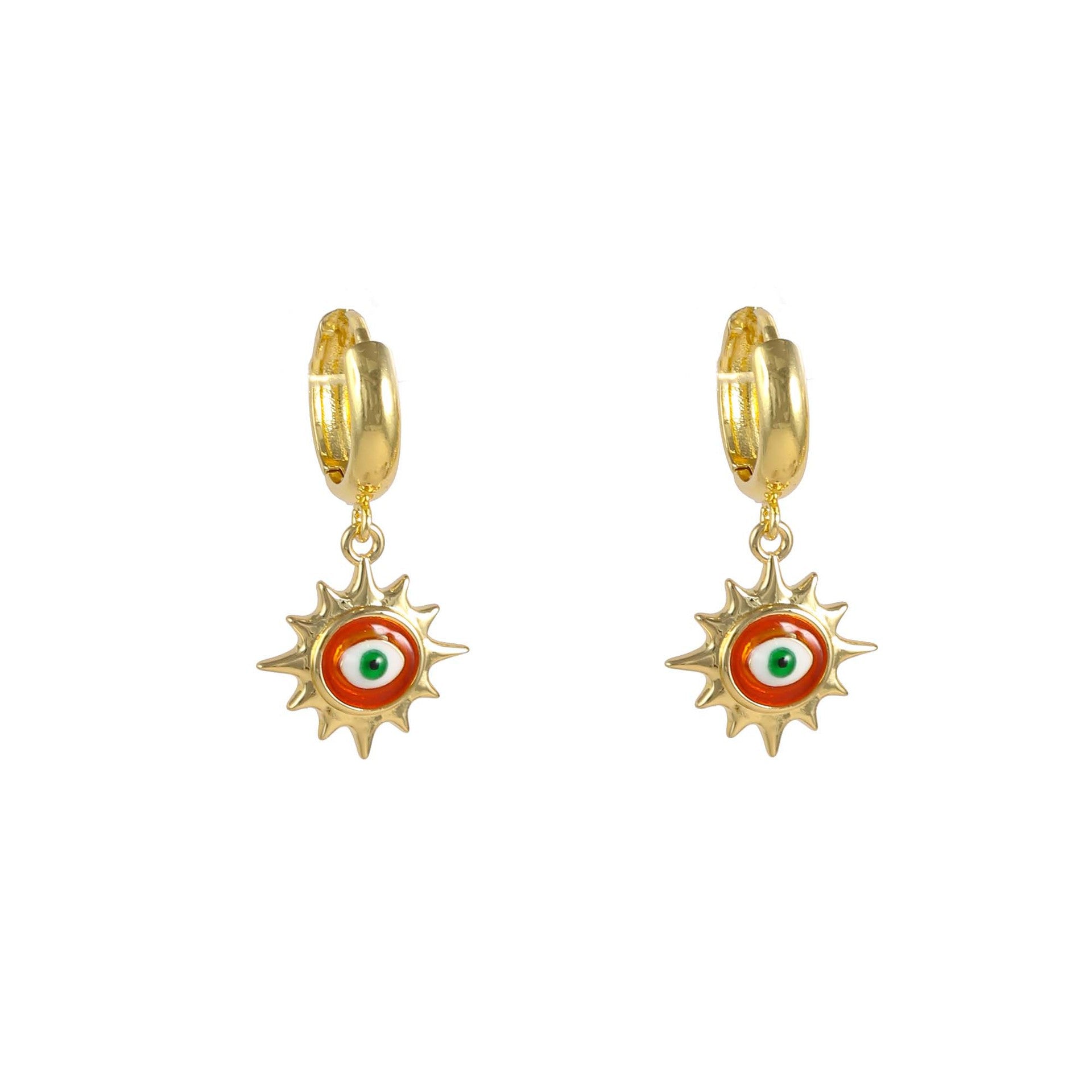 Wholesale Sunflower Devil' s Eye Earrings Copper Gold-Plated Niche Creative Earrings