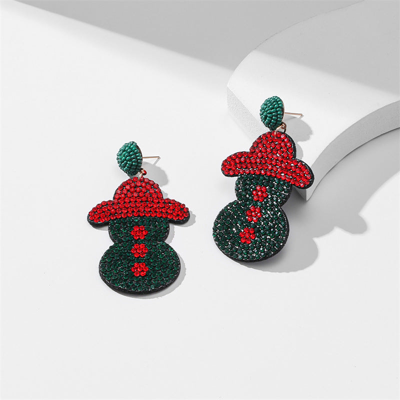 Wholesale Santa Christmas Tree Fabric Diamond Earrings
