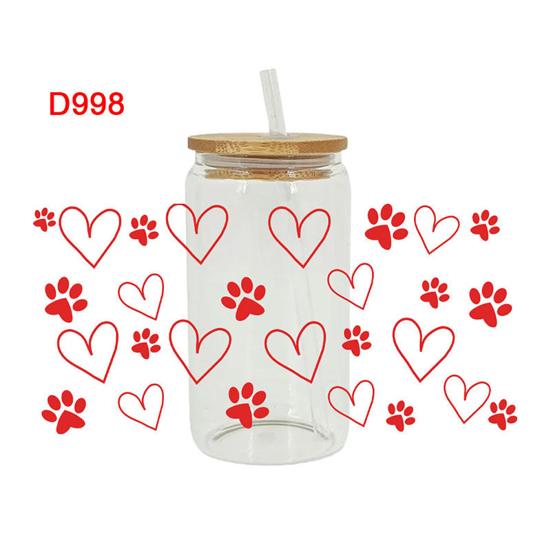 Wholesale Pink Love Valentine's Day 16oz Cup UV DTF Wraps