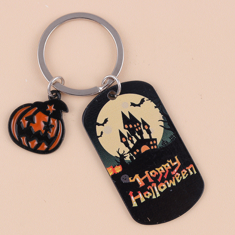 Wholesale Halloween Pumpkin Bat Stainless Steel Keychain