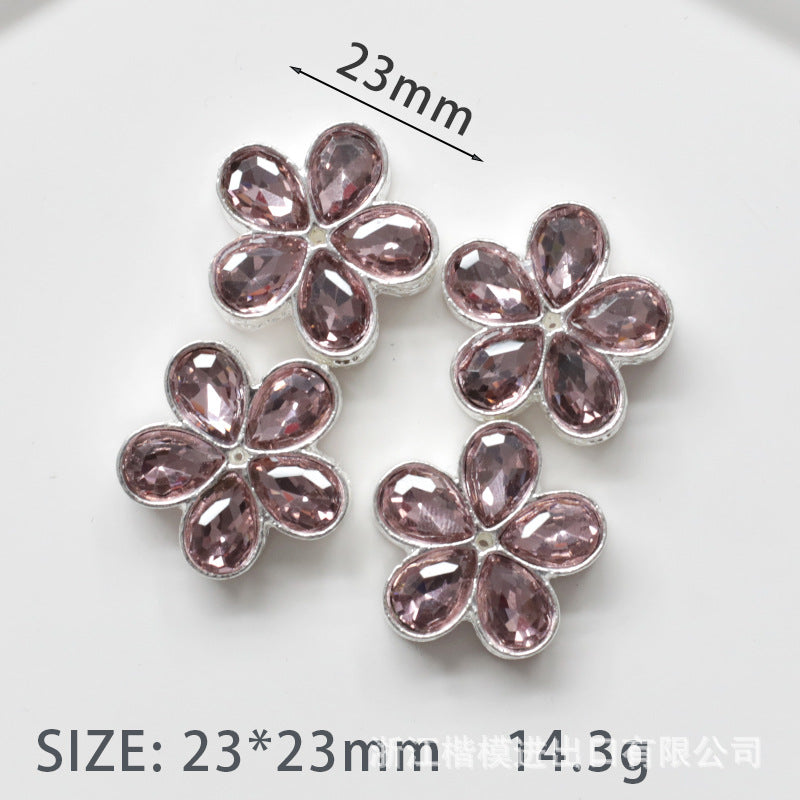 Wholesale 5PCS DIY Heart-shaped Four-leaf Clover Beaded Hollow Beads with Large Diamonds