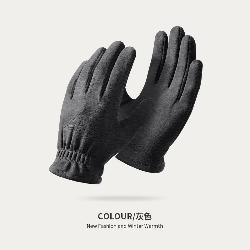 Wholesale Winter Outdoor Cycling Suede Men's Windproof and Warm Gloves