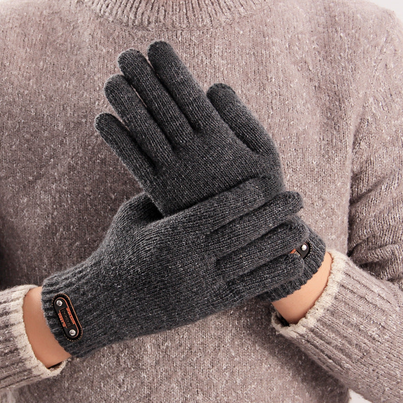Wholesale Men's Woolen Knitted Cool High-end Warm and Plush Thick Winter Glove