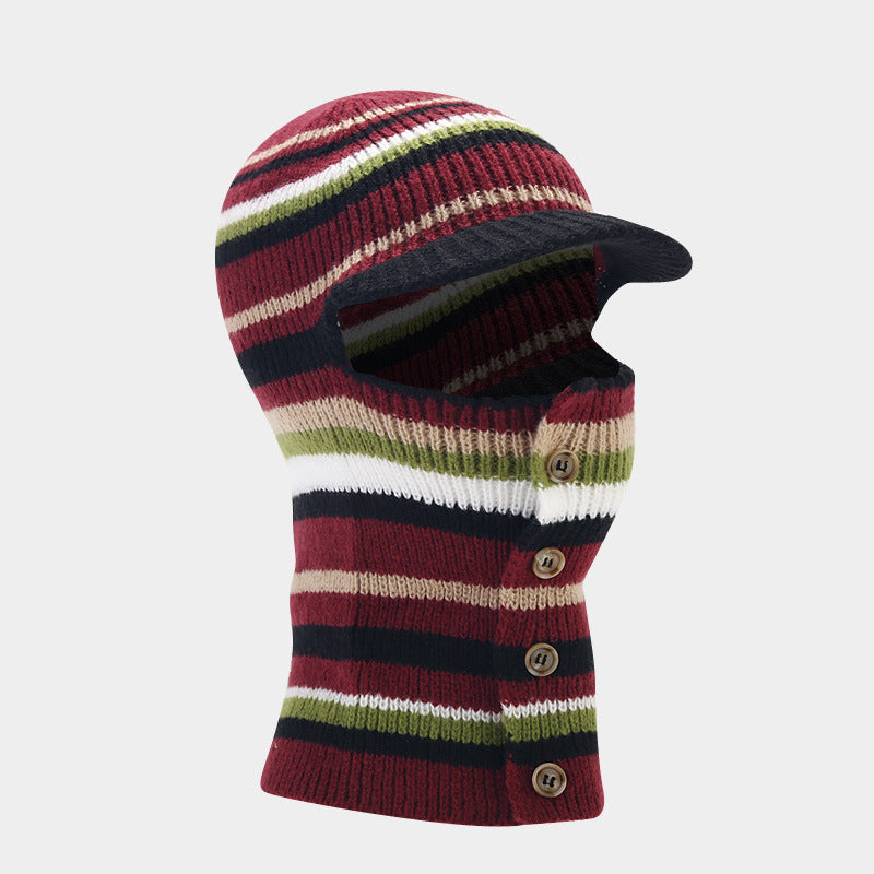 Wholesale Winter Hat Striped Knitted Woolen Hat Cold Protection Ear Protection Hat