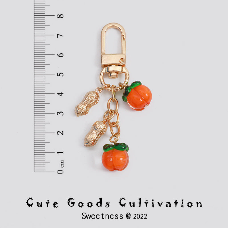 Wholesale Persimmon Keychain Good Things Happen Persimmon Ruyi Sansheng III Bag Exquisite Hanging Accessories Mobile Phone Rope Earphone Box