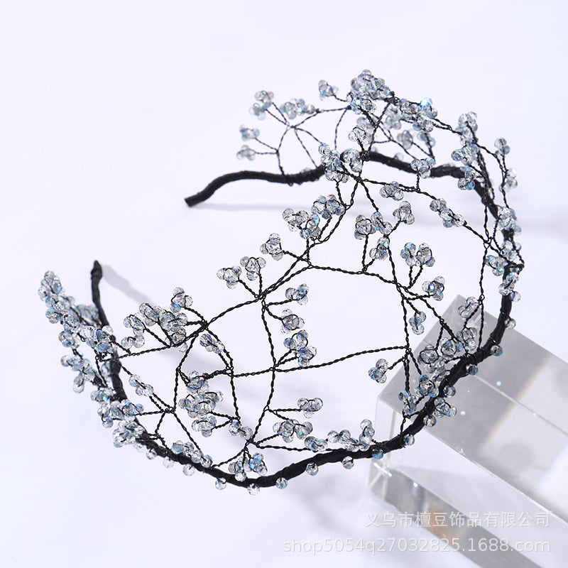 Wholesale Handmade Beaded Delicate Crystal Braided Mesh Headbands