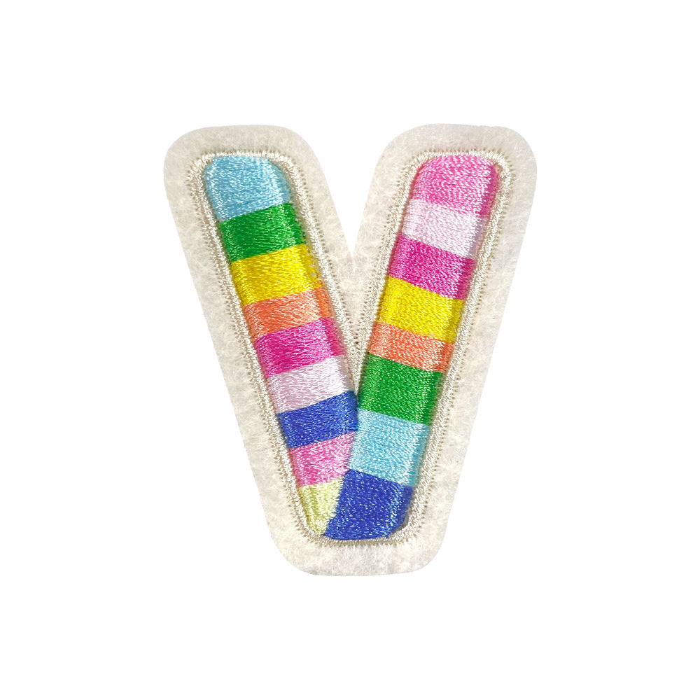 Wholesale Rainbow 3D Embroidered 26 Alphabet Letter Patches Self Adhesive DIY Fashion Accessory For Shoes Hats