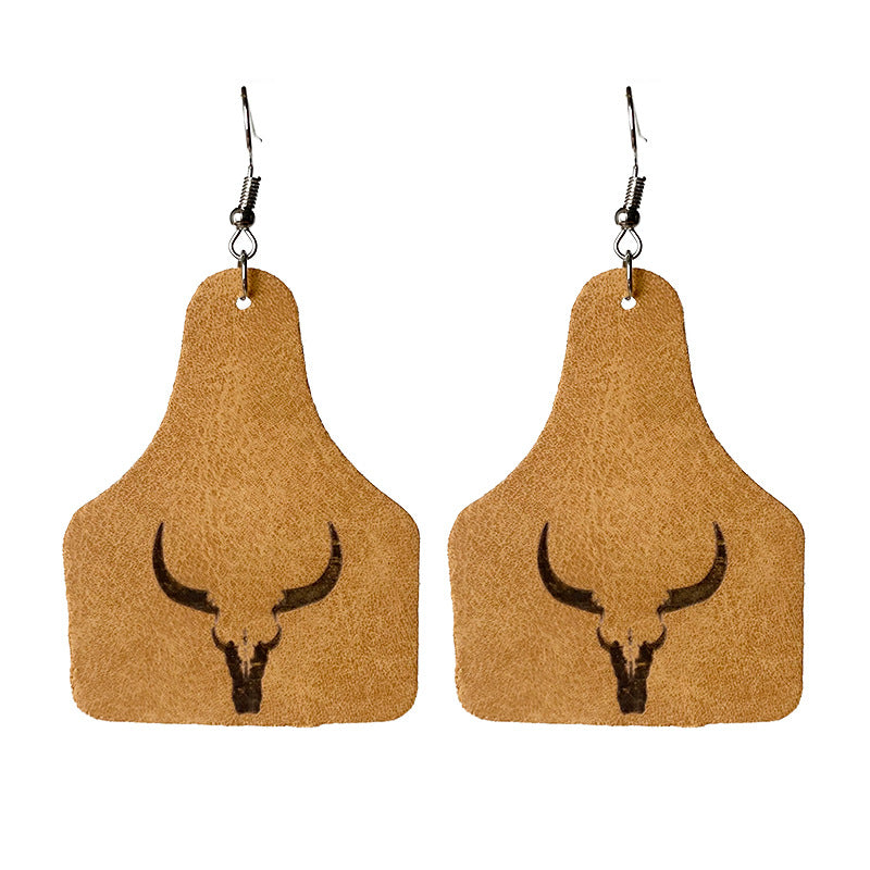3 parejas al por mayor/paquete Cowboy Western Aztec Silhouette Pendientes de cuero geométrico