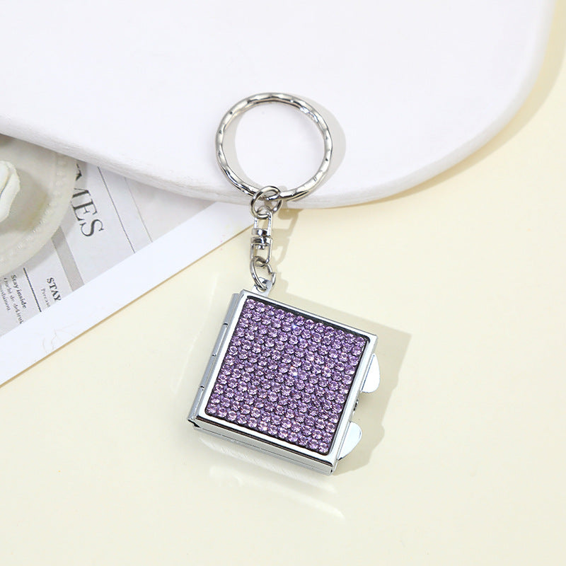 Wholesale Rhinestone Mini Makeup Mirror Keychain