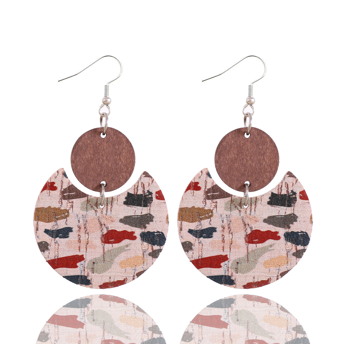 Pendientes de cuero de cuero de corcho al por mayor Pendientes de madera de madera occidental