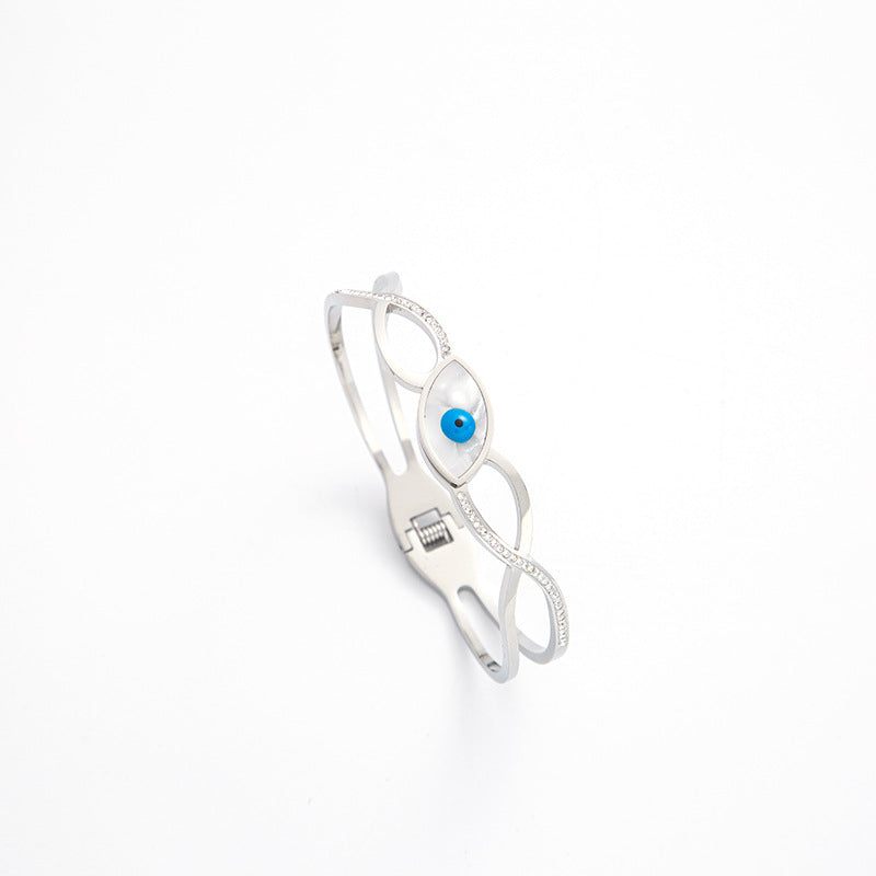 Wholesale Oil Dripping Diamond Devil Eye Titanium Steel Bracelet