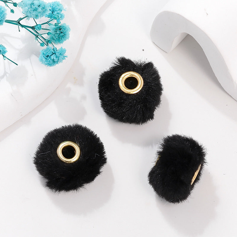 Wholesale 100pcs/pack 20mm Copper Small Fragrance Style Straight Hole Imitation Rabbit Hair Ball Spacer Beads DIY