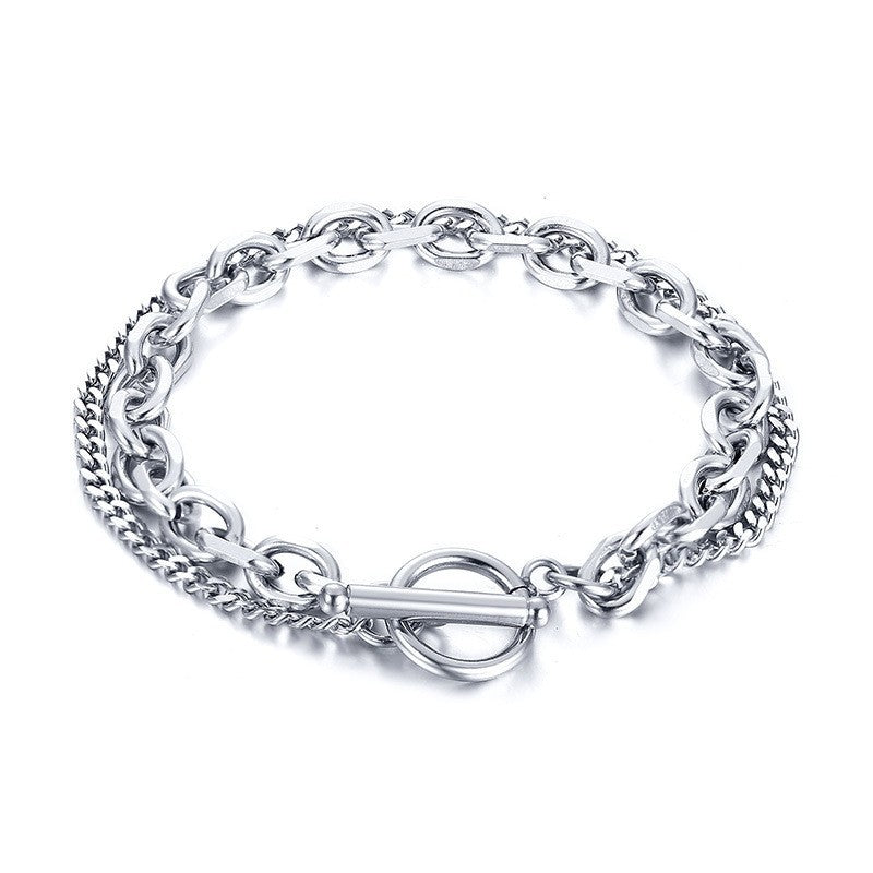 Wholesale Stainless Steel Double Layer Men's Multilayer Bracelet