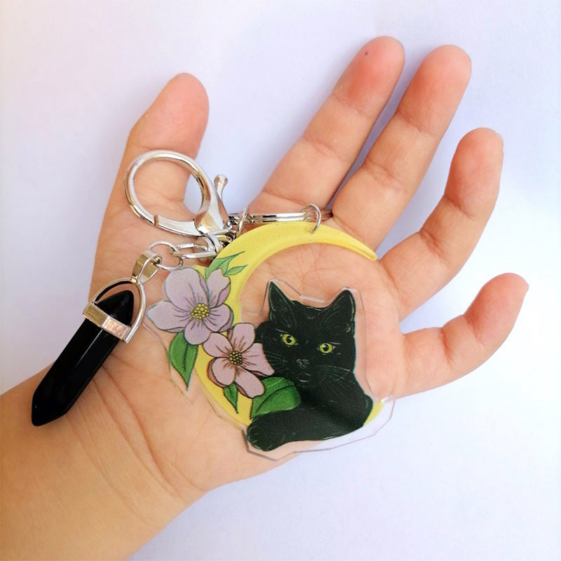3pcs al por mayor/paquete acrílico colgante gato luna luna de cristal