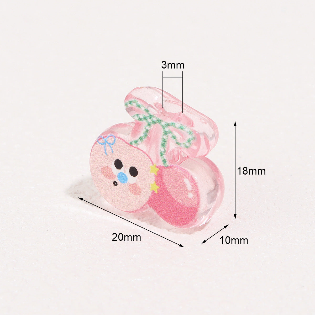 Wholesale 10pcs transparent half face cartoon cute pink cherry acrylic beads