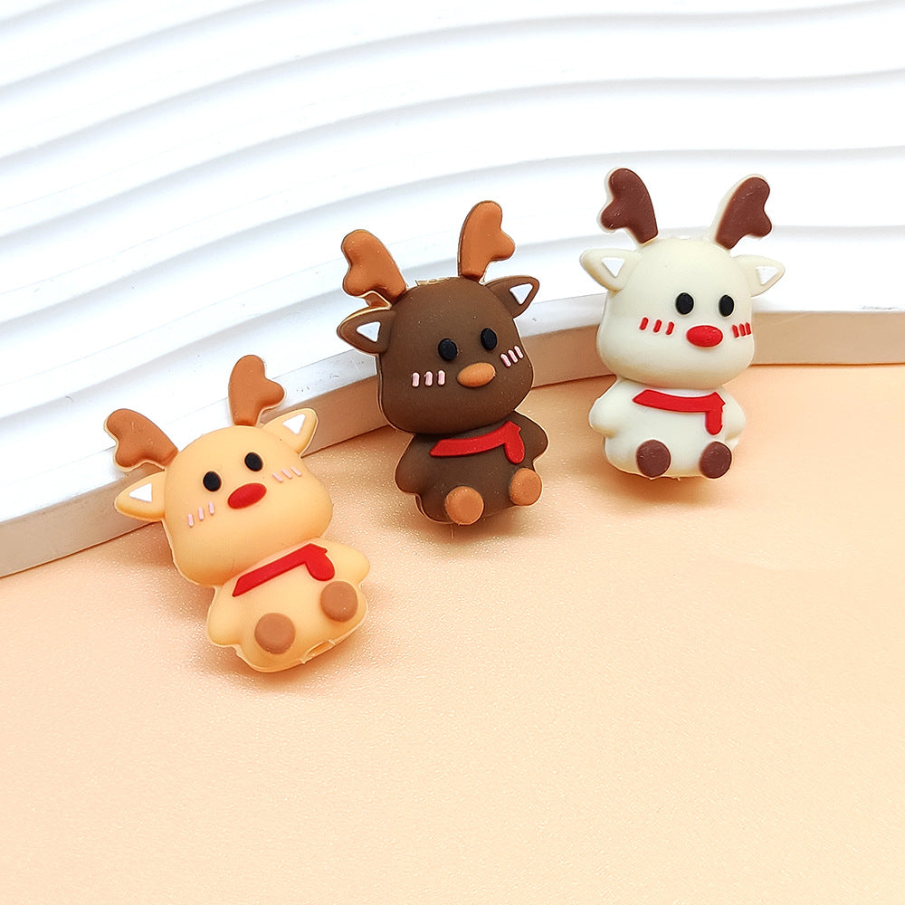 Wholesale 20pcs/pack 3D silicone beads cartoon three-dimensional food grade silicone beads